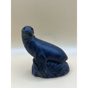Vtg. Seal Sculpture - A. Wolf Original Statue - Soapstone - Handmade in Canada